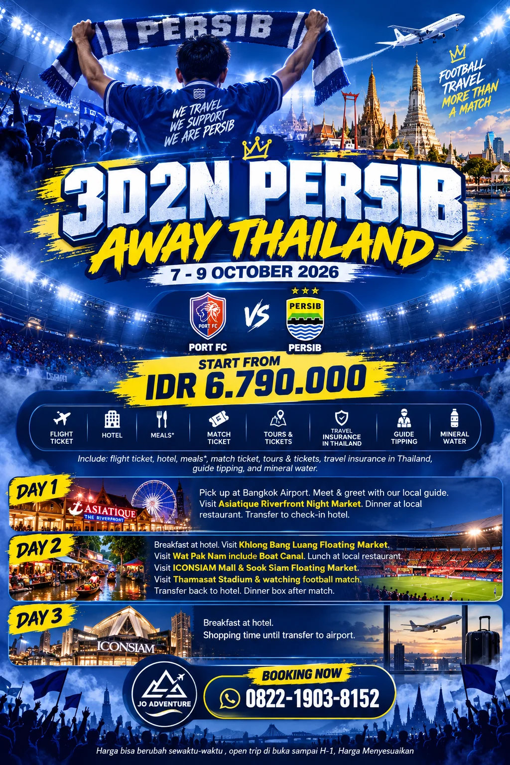 Persib Away Thailand 3D2N – Port FC vs Persib 7–9 Oktober 2026 Banner Persib Away Thailand 2026 Port FC vs Persib